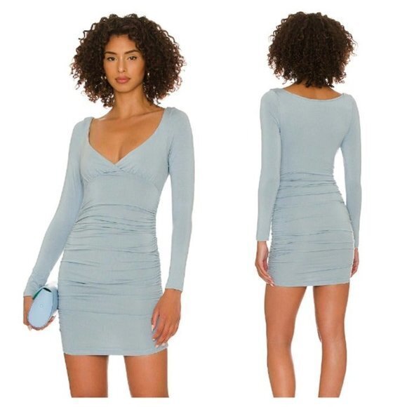 All The Ways Georgia Ruched Mini Dress - Blue